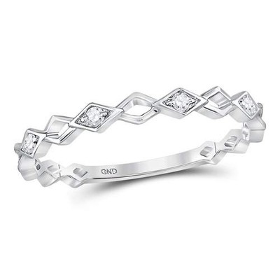 Geometrischer vorsteckbarer Bandring 0,06 kt natürlicher Diamant 10 kt Weißgold
