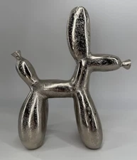 Renwil Alkera Style Raw Nickel Balloon Dog Statue Paperweight Eclectic Design