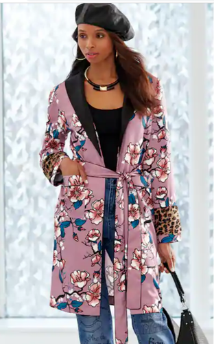 Ashro Rose Pink Floral Asia Robe Jacket 