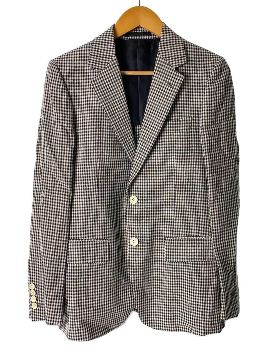 WACKO MARIA Black Linen Gingham Check Tailored Jacket Small Size Pre-Owned