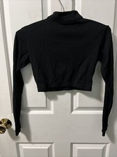 ChasseTurtle Neck Long Sleeve Crop Top  Shorts Dance Cheer Set Size S/M Black