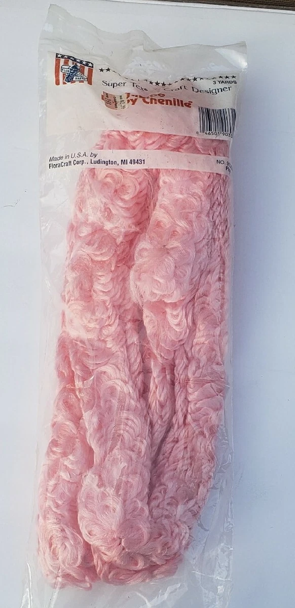 New Vtg Blue Jay Brand Super Tex Craft Designer Pink Jumbo Loopy Chenille 3yds