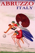 Abruzzo Italy Beach Fashion Girls Sun Umbrella Vintage Poster Repro FREE S/H