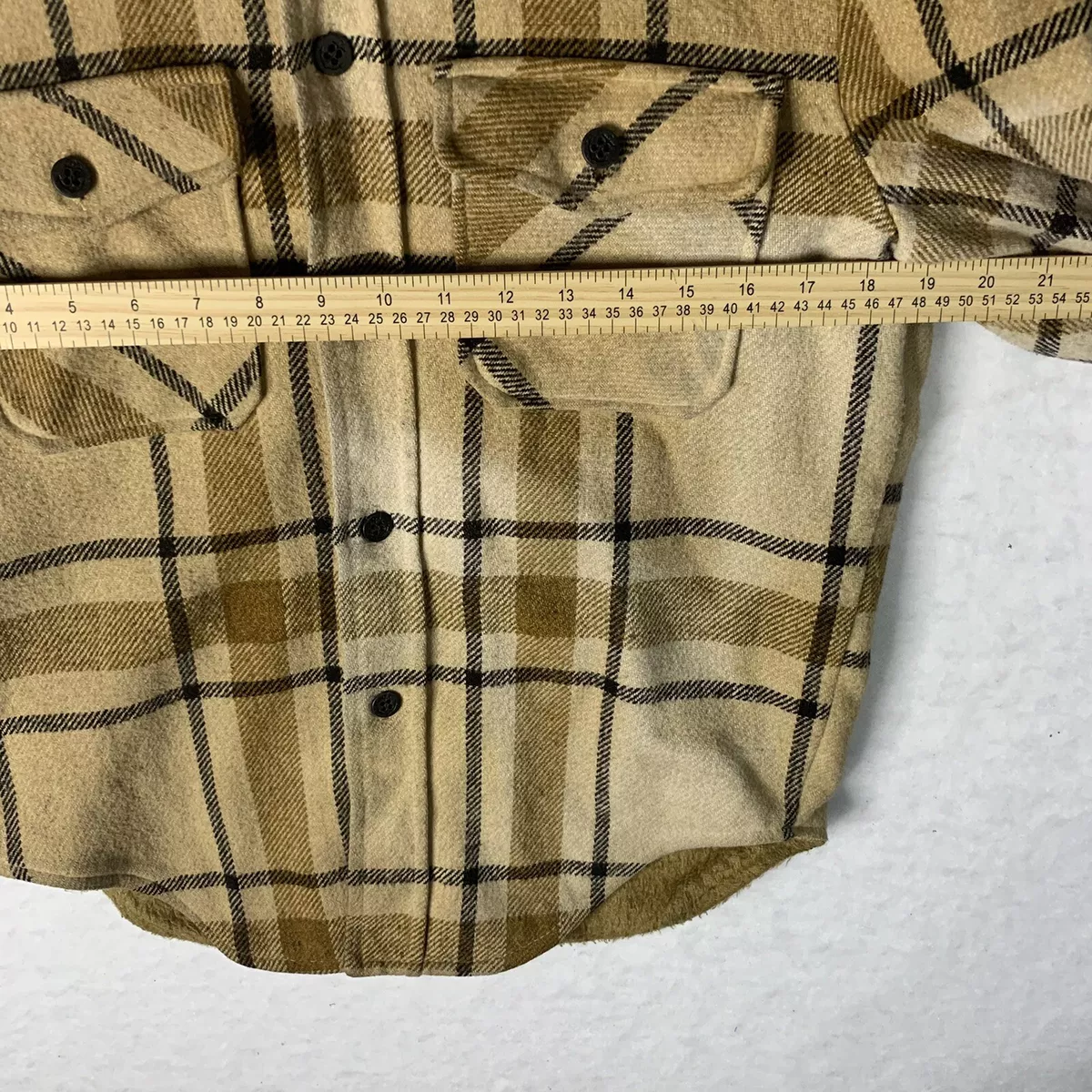 Vintage Oakbrook Sportswear Mens Jacket Beige Plaid Flannel Sears