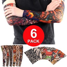 6 Pack Tattoo Sleeves Elastic Fake Temporary Full Arm Tribal Body Art Mens Women