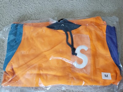 Supreme S Logo Colorblocked Orange Pullover Hoodie Size M SS19 NEW