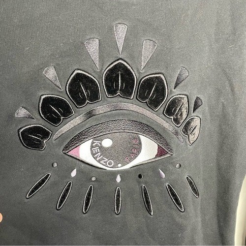 KENZO Evil Eye Embroidered Black Crewneck Sweatshirt Womens XS - Picture 2 of 8