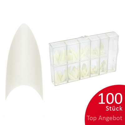 100St. Tipbox STILETTO natur Tipkasten künstliche Fingernägel NAILS spitze