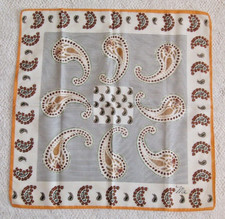 Vintage Lady's Square Scarf in Earth Tone Colored Paisley Prints by Me