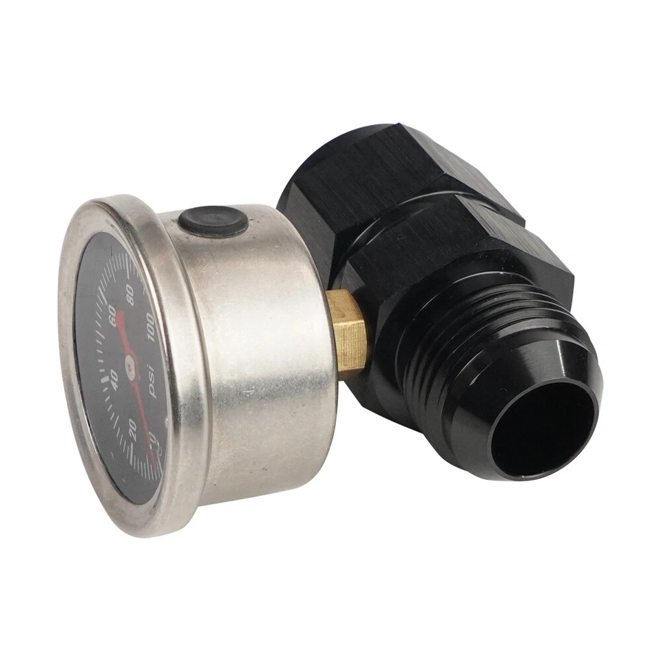0-100psi Fuel Pressure Gauge 1/8" NPT w/AN12 Adapter Liquid Oil Pressure Gauge - Image 4 of 4