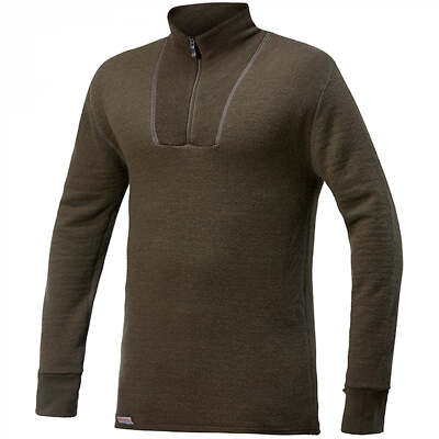 Woolpower Zip Turtleneck 200 Ullfrotte Merino Pullover Rolli Pine Green