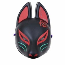 Mask Komendo Kokko Half Face Fox Kitsune PVC Black Omatsuri Land