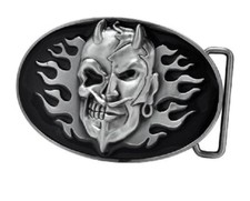 Black Devil Skull Belt Buckle Metal BU156