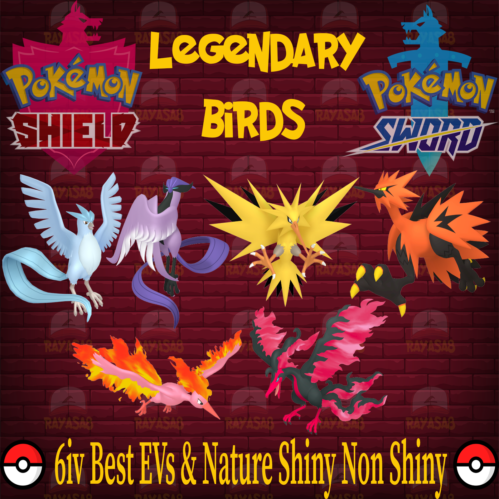 🌟Zapdos Shiny non shiny Best Stats Pokemon Sword and Shield Home