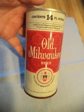  OLD MILWAUKEE 14 OZ  STRAIGHT EDGE STEEL BEER CAN 1975 JOS SCHLITZ BREWING 