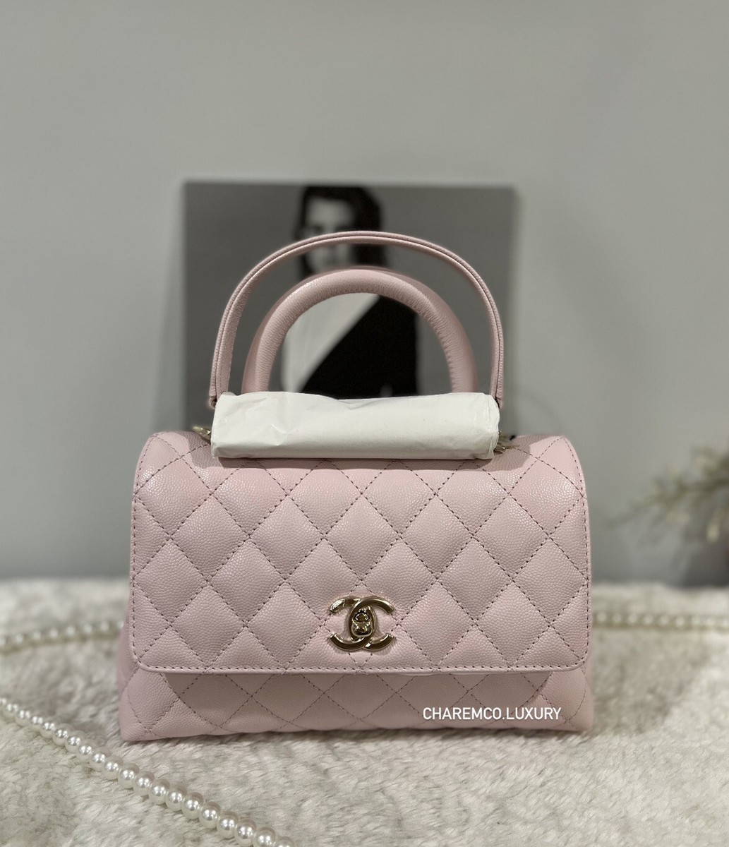 CHANEL Caviar Quilted Mini Coco Handle Flap Light Pink 1312853