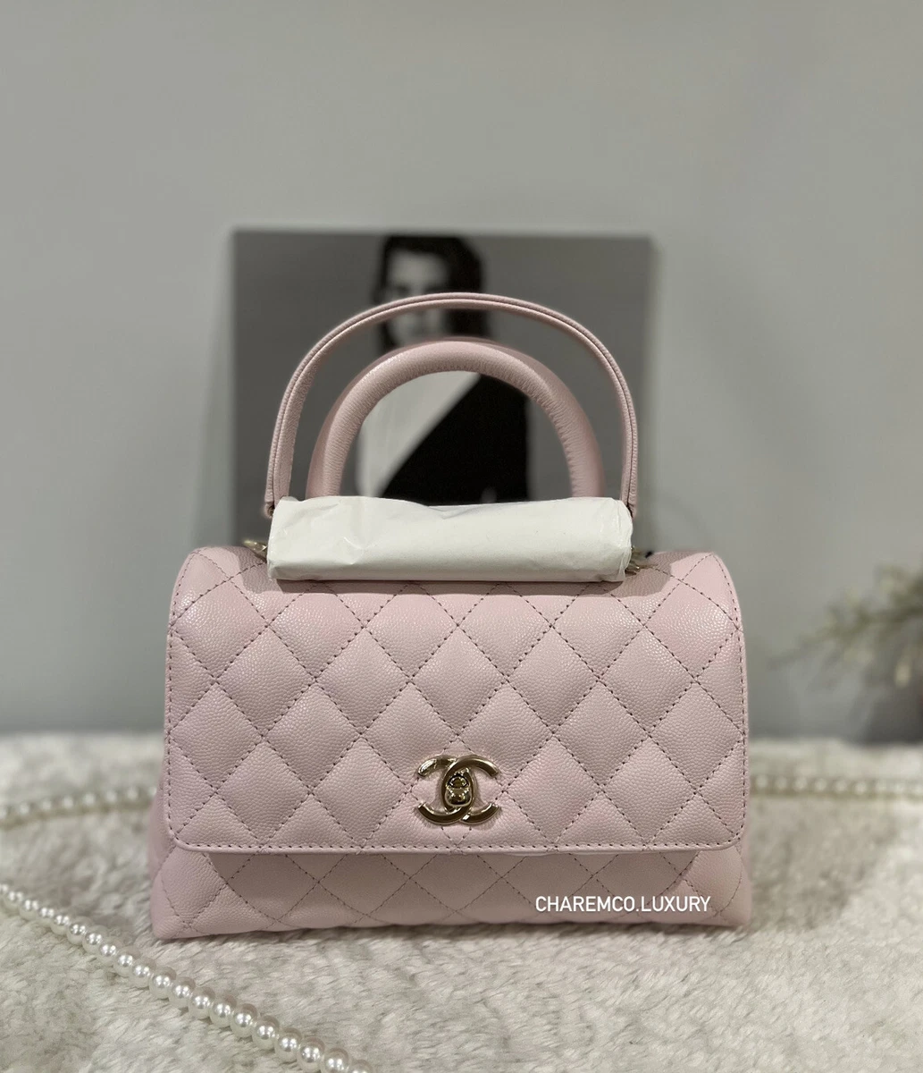 Chanel Mini/Small Coco Handle 22P Light Pink Quilted Caviar with