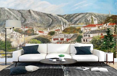 3D Nature Town Oil Painting Wallpaper Wall Murals Removable Wallpaper 299