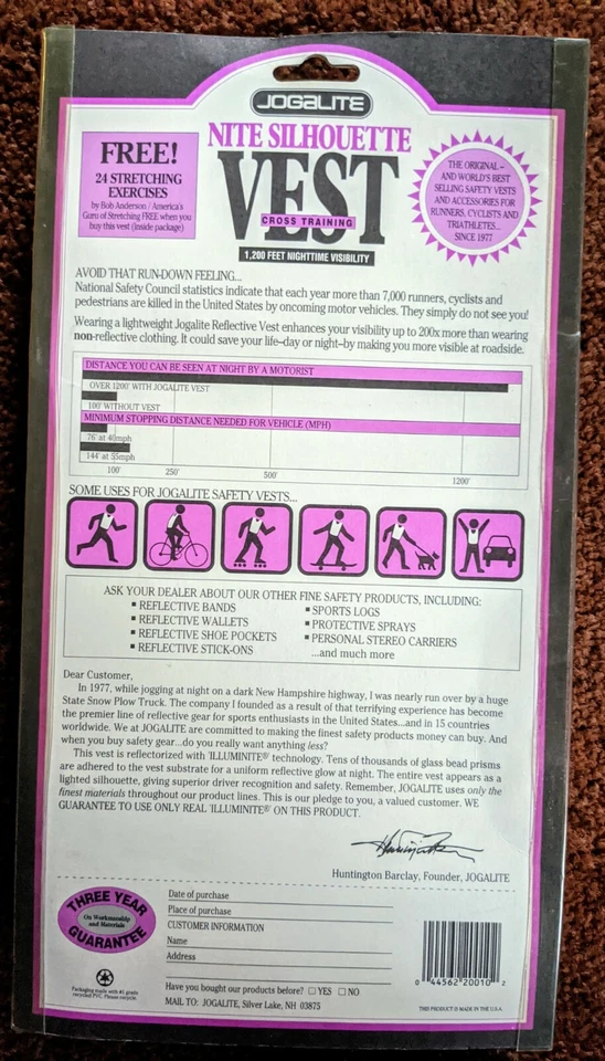 Vintage Jogalite Nite Silhouette Vest Cross Training Mens Cut USA Made NEW - Image 4 of 4