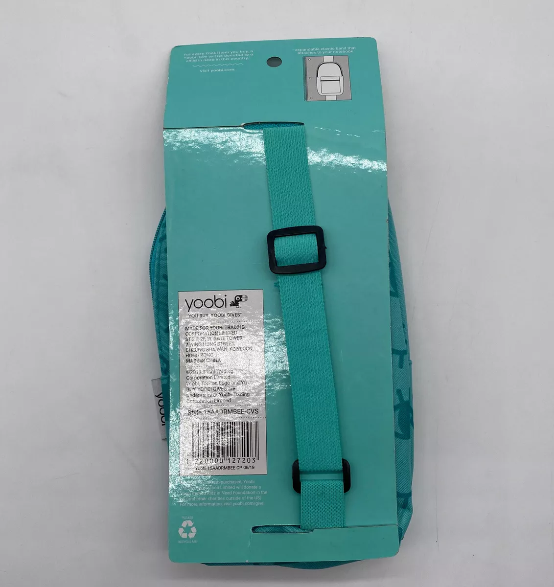 New Yoobi Blue Backpack Shaped Pencil Case With Elastic Strap NWT