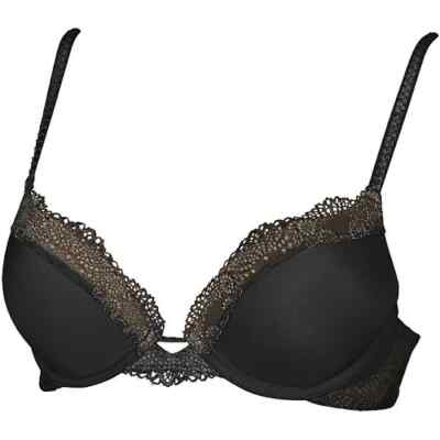 DKNY Seductive Lights Push-Up Bra Style 458176 Black/Cream Size 34DD NWT