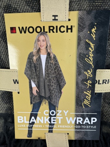 NWT Woolrich Cozy Brushed Blanket Wrap Leopard 1 sz fits all - Picture 4 of 4