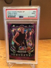 2020 PRIZM DRAFT PICKS LAMELO BALL CRUSADE PURPLE ICE RC 55/149 made PSA 9 mint