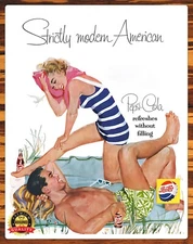 Pepsi - Strictly Modern America - Refreshes Without - 1955 - Metal Sign 11 x 14