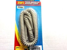 25 Foot IVORY Telephone Coiled Handset Phone Cord Modular Plug 25' 25 Feet 25ft.