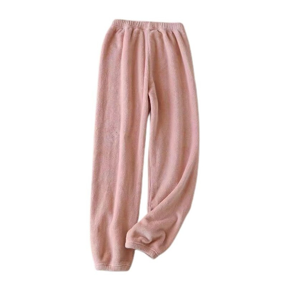 Women Fleece Pajama Pants Elastic Waist Pj Bottoms Ankle Plush Warm