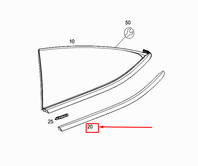 Neu MERCEDES-BENZ C Coupe C205 Zierleiste für Fenster hinten rechts A2056700622