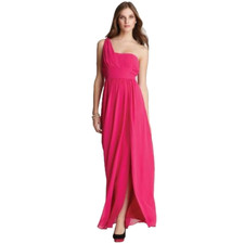 Laundry ~ Pink Chiffon One Shoulder Empire Leg Slit Formal Gown 4 NEW $345