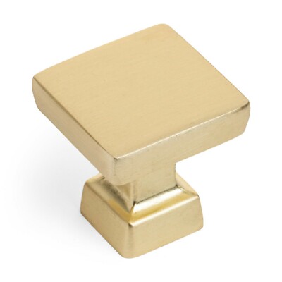 25 Pack Cosmas Brushed Brass Contemporary Square Cabinet Hardware Knob 1'' Square