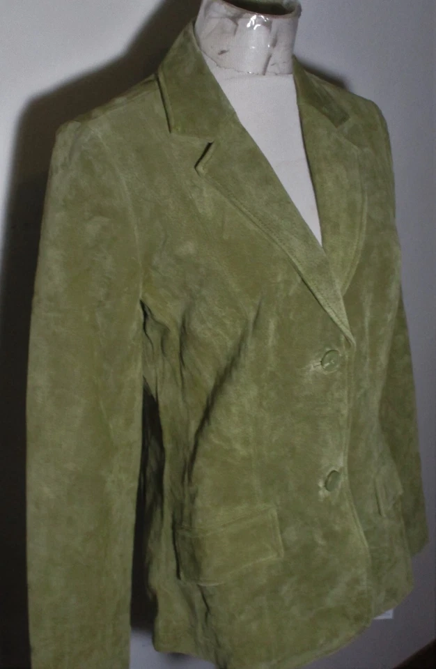 Chaqueta con botones CHADWICKS verde 100 % cuero talla 10T nueva con etiquetas Foto 3 de 4