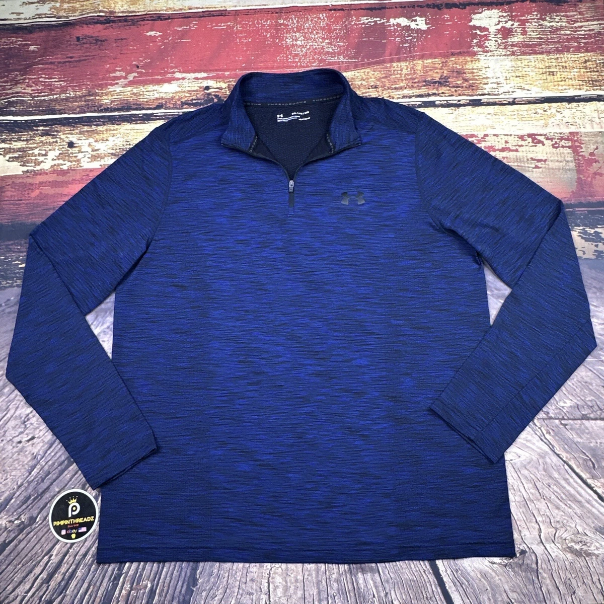 Under Armour Threadborne 1 4 Zip Shirt Mens 2XL Blue Pullover Quick Dry Golf Run