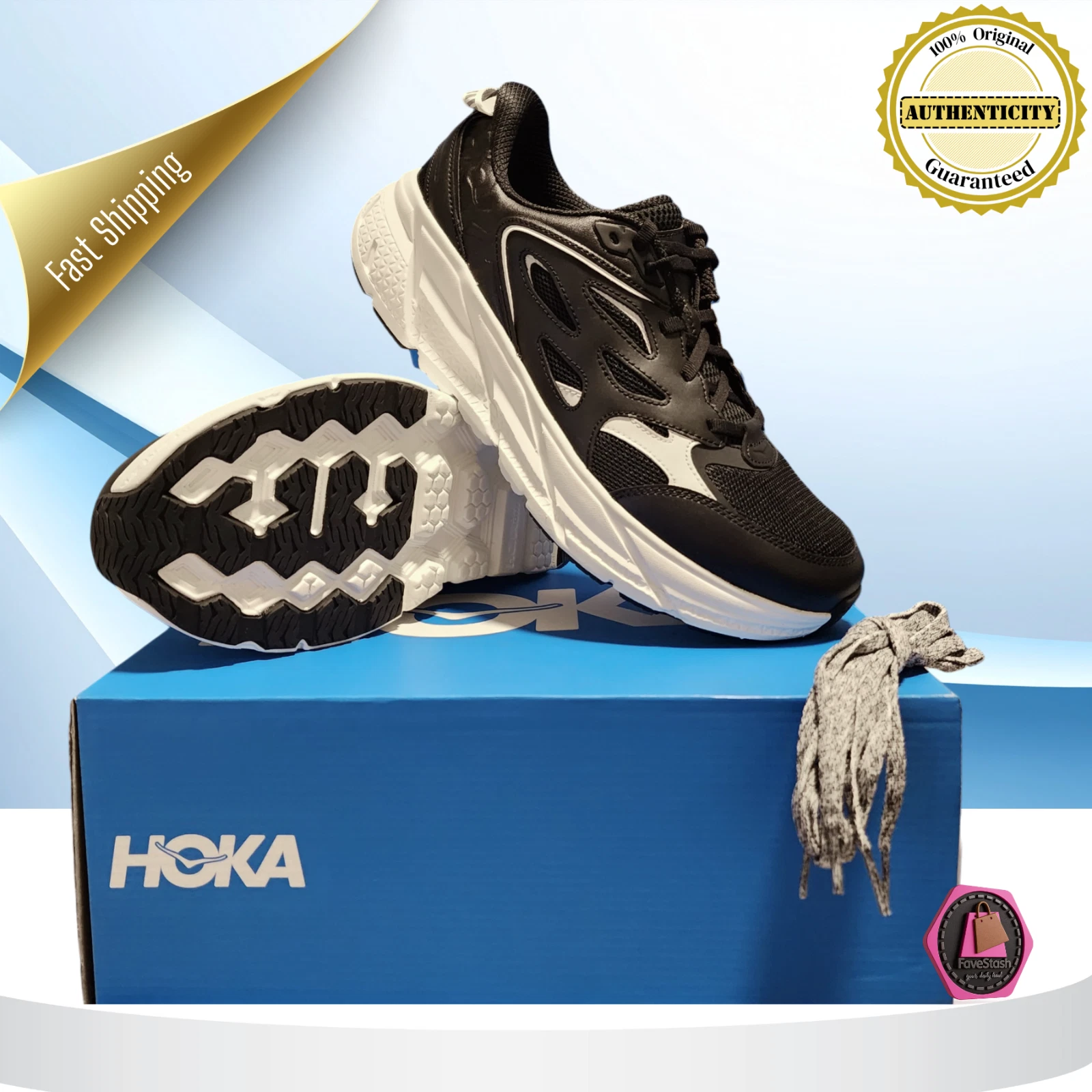 HOKA Clifton L Obsidian Alabaster Sneakers Black Running 1160050 ONL Men's Sizes