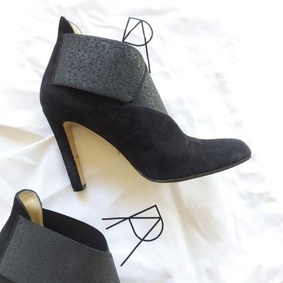 Paul Andrew Black Suede Ankle Boots, Size 38.5