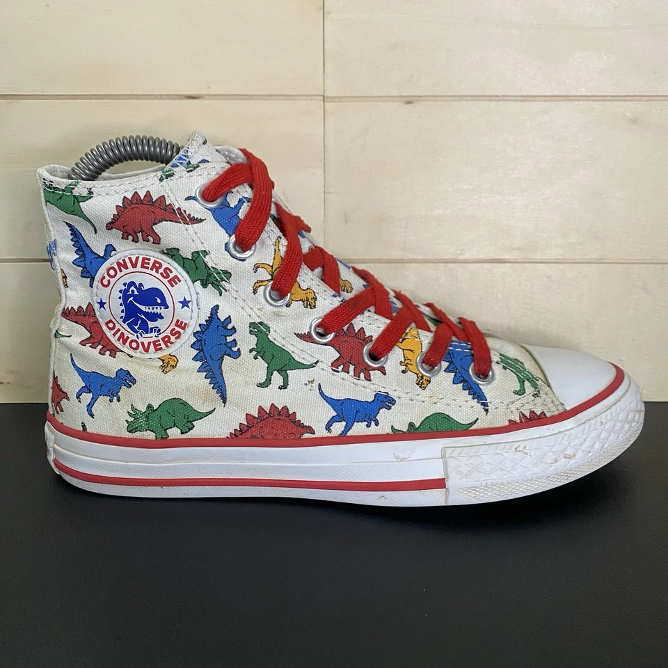 Zapatos Converse Chuck Taylor Hi Top Dinoverse para niños jóvenes talla 2 rojo blanco CTAS Foto 3 de 4