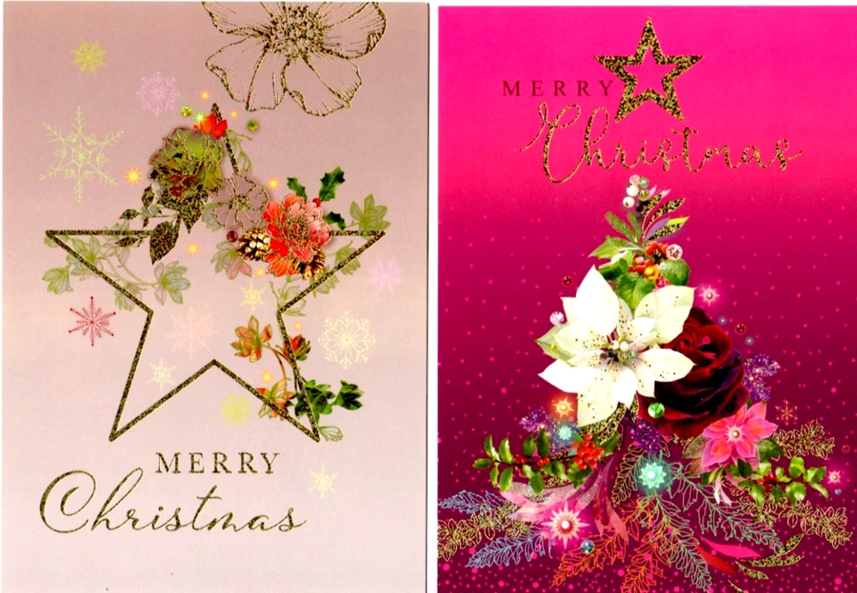(20) Beautiful Floral Glitter Christmas Cards #90318 by Leanin' Tree - Image 4 of 4