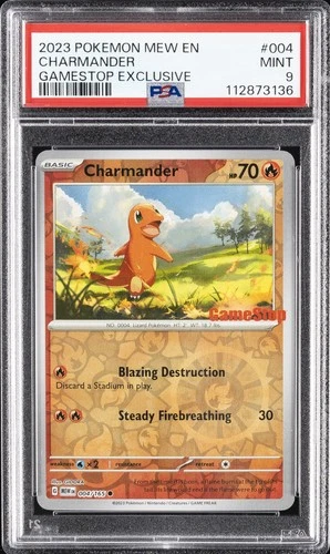 2023 POKEMON MEW EN-151 GAMESTOP EXCLUSIVE #004 CHARMANDER PSA 9