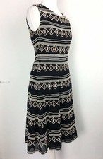 Alice Temperley Somerset Dress 6UK Black Gold Cotton Fit Flare Embroidered