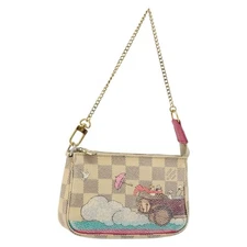 LOUIS VUITTON Damier Azur Illustre Mini Pochette Accessoires N41463 Auth 142956