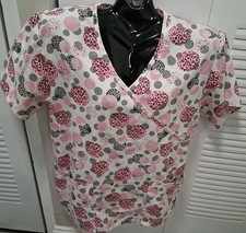 Womens Preowned Scrubs Top Polka Dot M DELIA