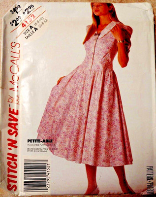 McCALLS 4152 Vintage 1989 Dress Sewing pattern Sz 6-8-10 uncut Lace Collar Darts