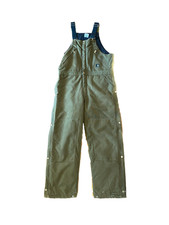 Vintage Carhartt R33 Extremes Zip Bib Overalls 36x32 Bark Green USA Workwear