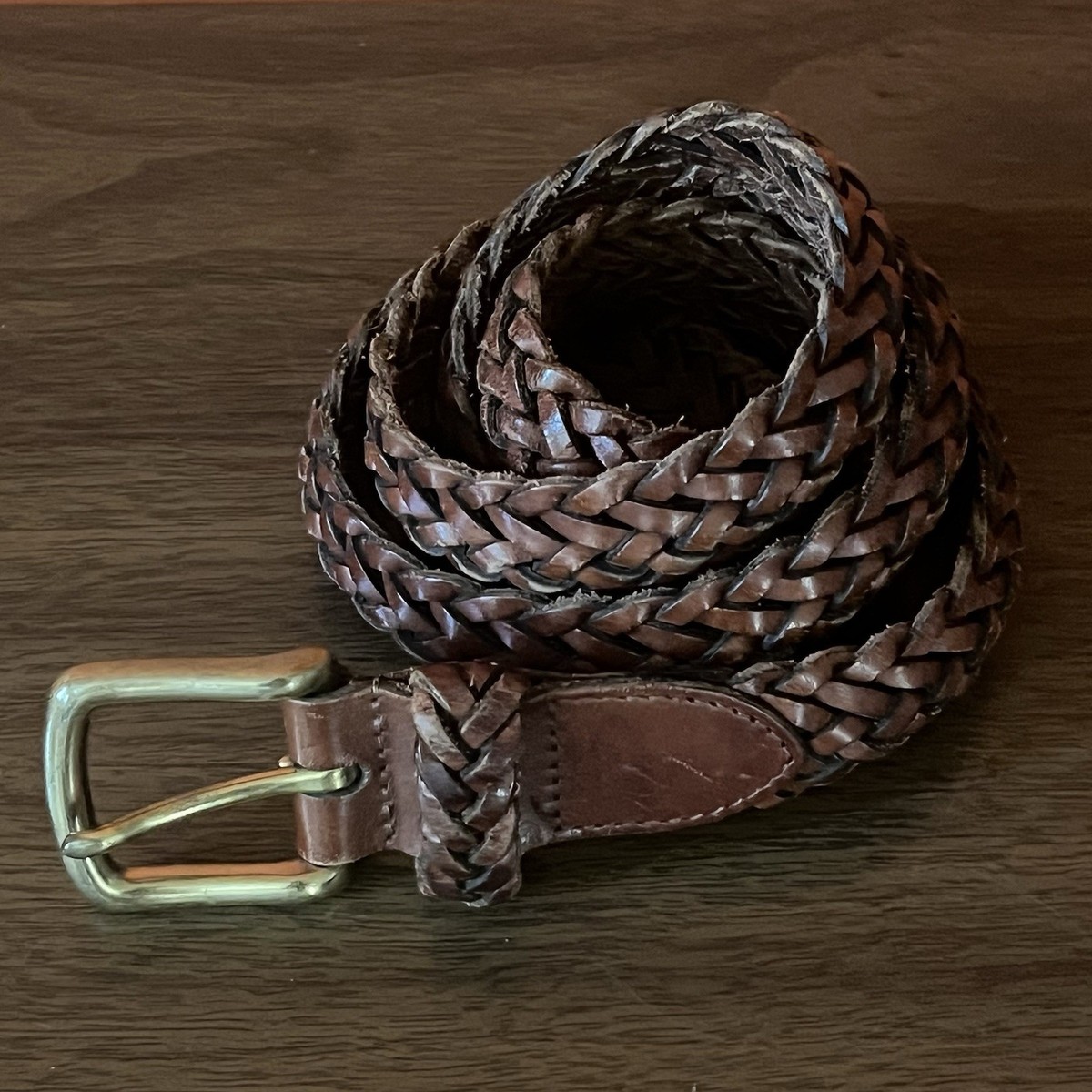 Vtg COACH Leather Braided Woven • Brass Buckle • Size 38 | eBay