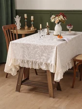 Lace Ruffle Tablecloth Living Room Dining Table Luxury Decorative Tablecover