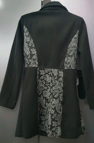West Webb Vintage Fleece Coat Lined Size M Black Floral Abstract Color Block Y2K - Picture 18 of 24