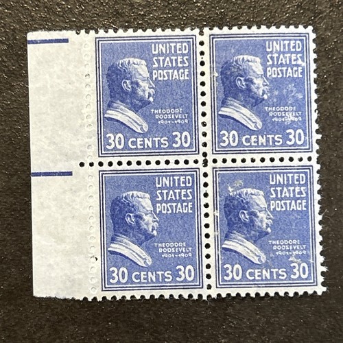 US Scott 830 Mint Block Of Four 30c Blue Roosevelt 1938 Prexi OG Disturbed Gum