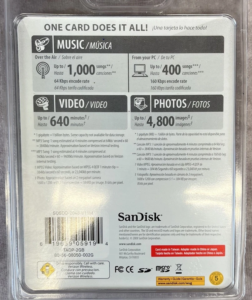 Sandisk 2 gb SD Card Micro SD Universal Full Size Adapter - Image 2 of 2